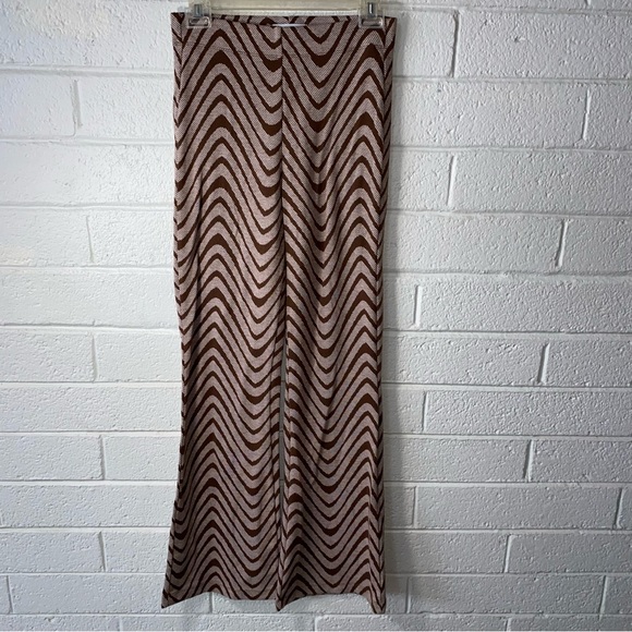 Urban Outfitters Flare Leggings 33 inseam Long Medium Brown wavy design pattern - Picture 3 of 10